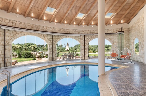 Superior Villa, 3 Bedrooms, Private Pool | Living area | 32-inch LED TV with cable channels, TV, DVD player - Caldera Platanias Villas (Platanias)