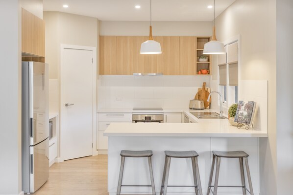 Microwave, stovetop, dishwasher, high chair