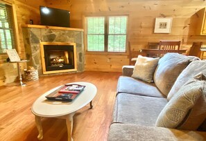 TV, fireplace - Gillford Cottage - Creek, Private, Lake Access! (Lake Lure)