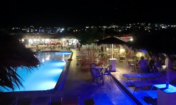 Outdoor pool, open 9:00 AM to 8:00 PM, pool umbrellas, sun loungers