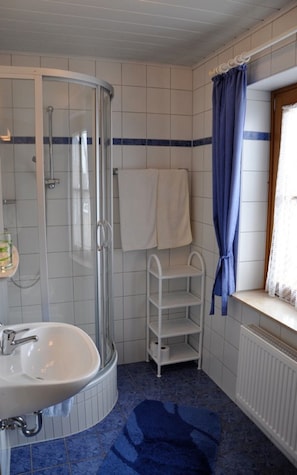 Habitación doble | Baño | Ducha y toallas