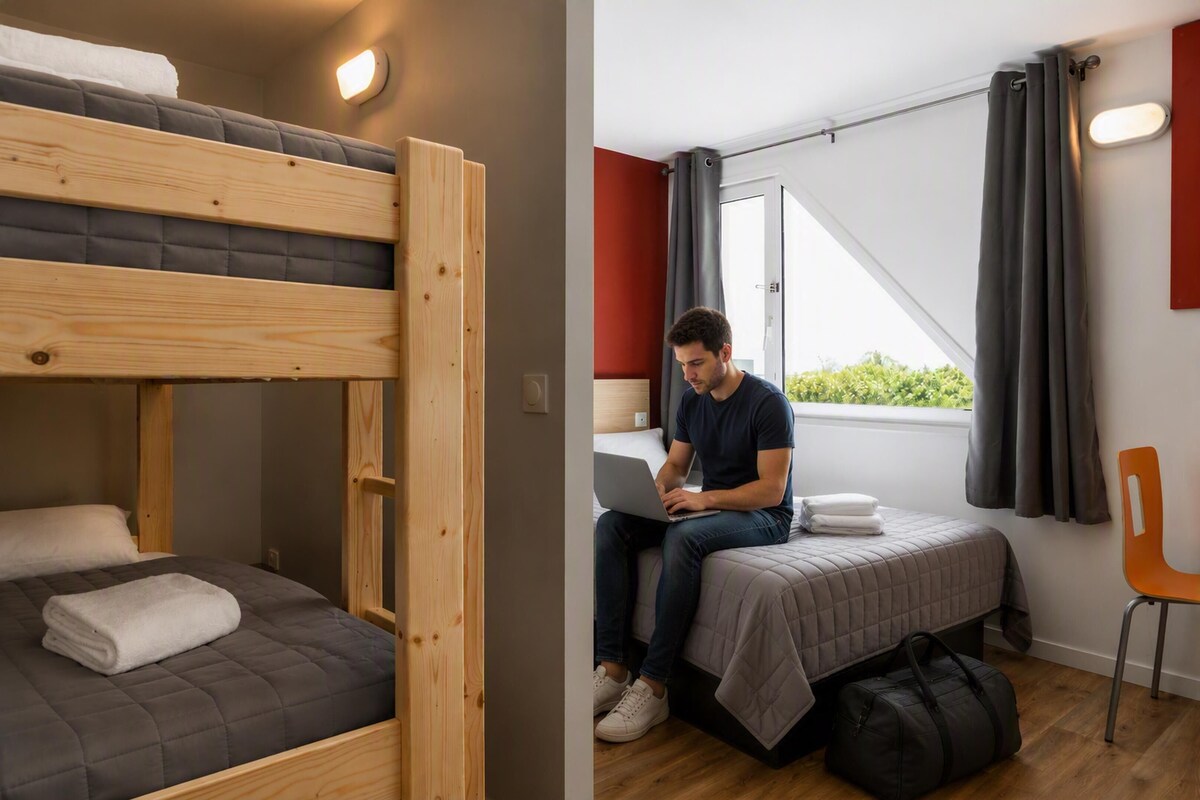 Blackout drapes, WiFi (free), bed sheets