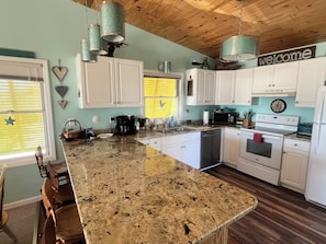 Fridge, microwave, oven, stovetop - Amazing Second Row Home with private salt water in ground pool (Emerald Isle)