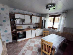 Apartment | Private kitchen | Fridge, microwave, oven, stovetop