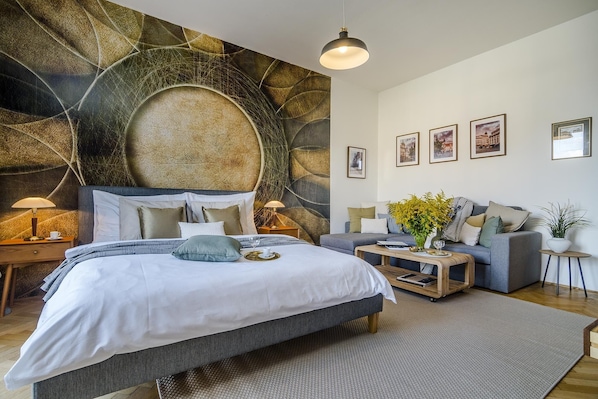 Appartement traditionnel | 1 chambre, décor unique, ameublement unique, bureau