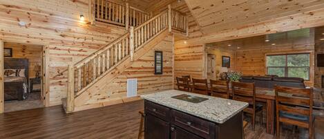 Ferienhütte, Mehrere Betten, Whirlpool | Wohnzimmer