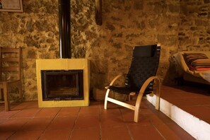 Televisión y chimenea