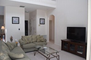 Villa, Multiple Beds (Ref 34 Stunning 5 Bed 3 Bath villa wi) | Living room | TV - Ref 34 Stunning 5 Bed 3 Bath Villa With own Pool (Kissimmee)