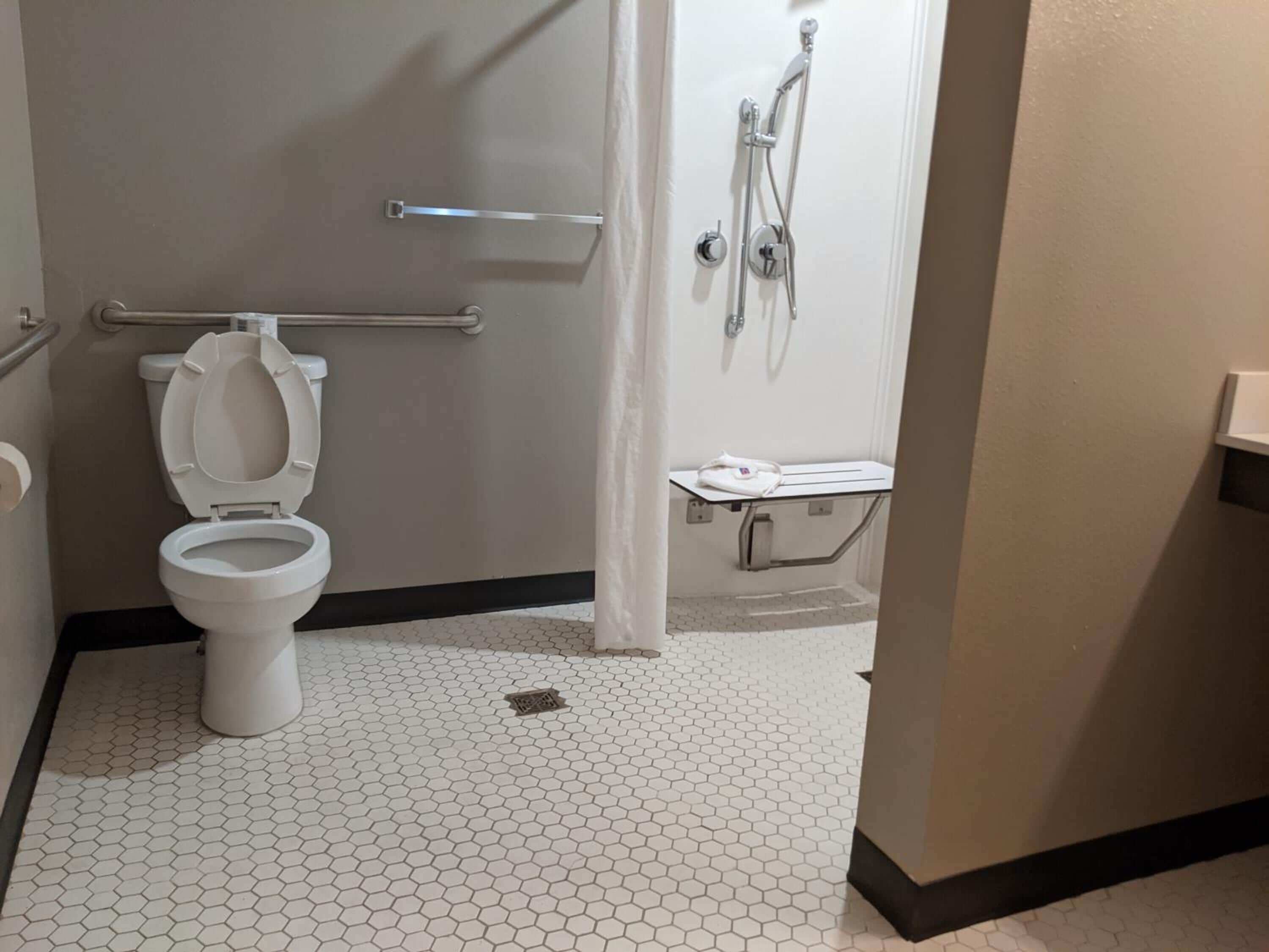 deluxe room, 1 king bed, accessible, non smoking | bathroom | shower, towels