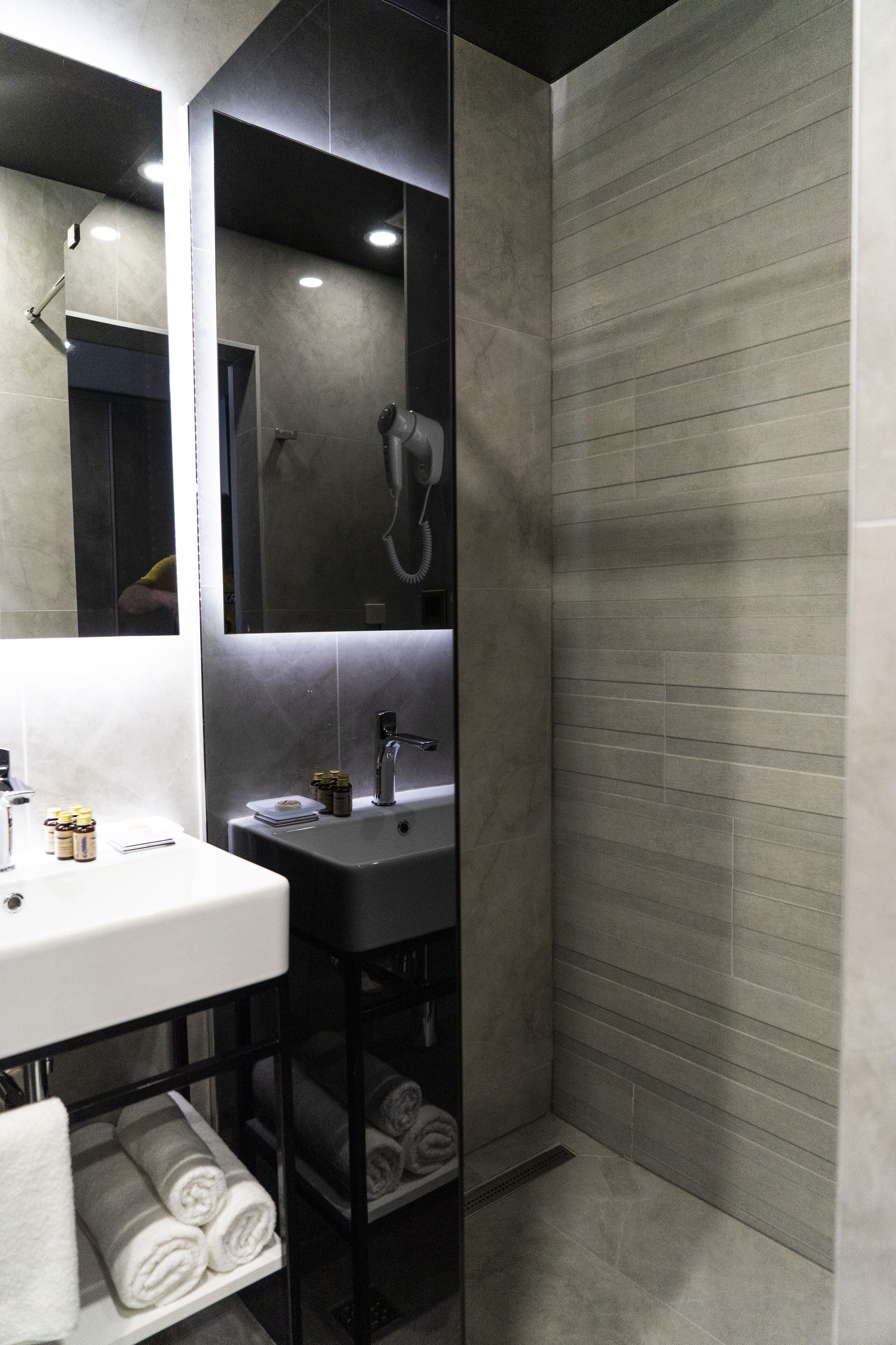 bidet, towels, soap, toilet paper