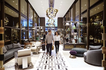 Hotel entrance and lobby at Thompson Dallas, by Hyatt