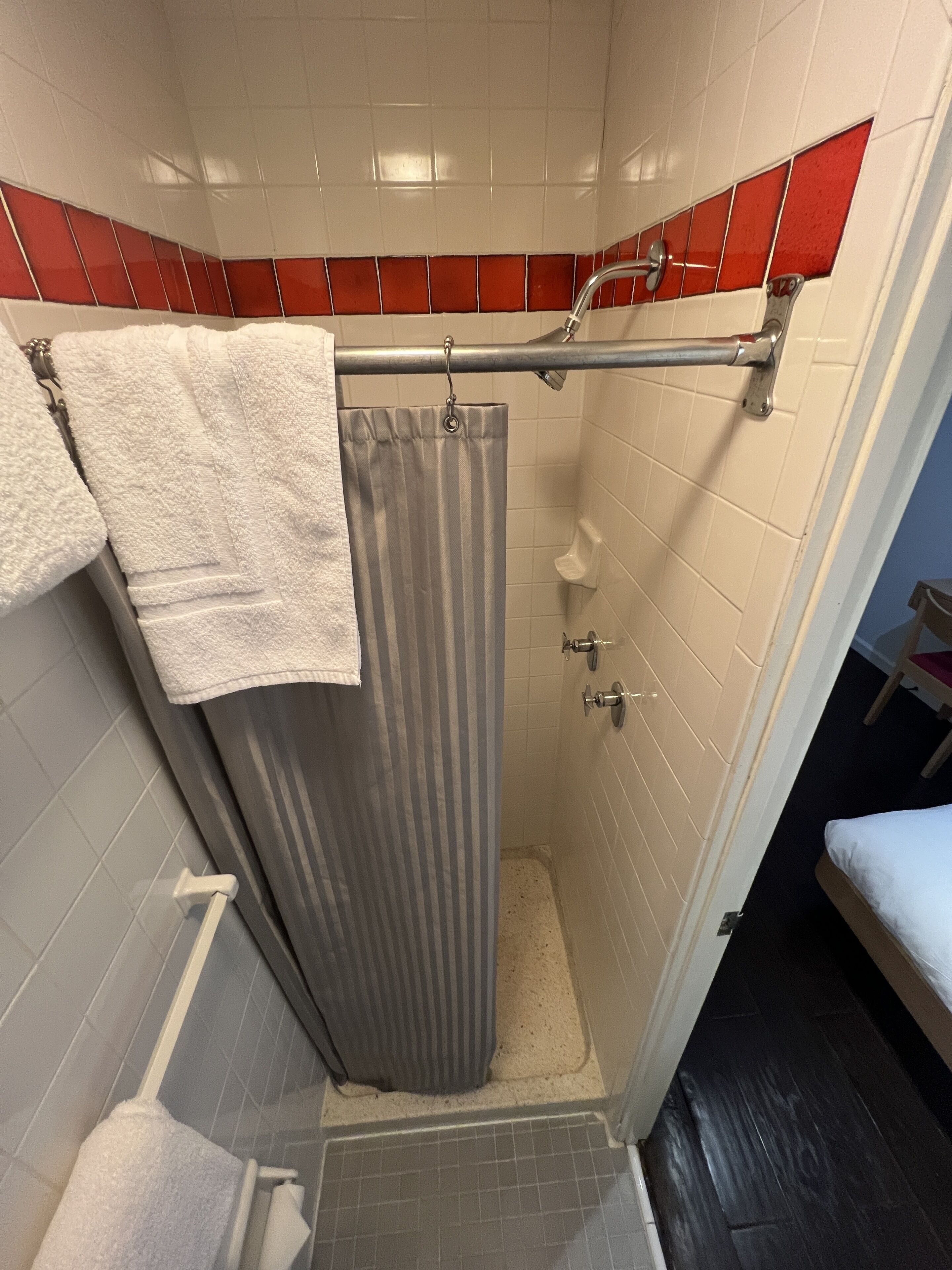 basic single room | bathroom | designer toiletries, hair dryer, towels, soap