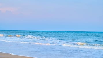 On the beach, beach towels