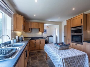 Oven, dishwasher, highchair, cookware/dishes/utensils