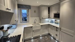 Fridge, microwave, oven