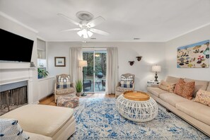 TV, fireplace, DVD player