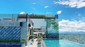 2 outdoor pools, open 6:00 AM to 6:00 PM, pool umbrellas, pool loungers