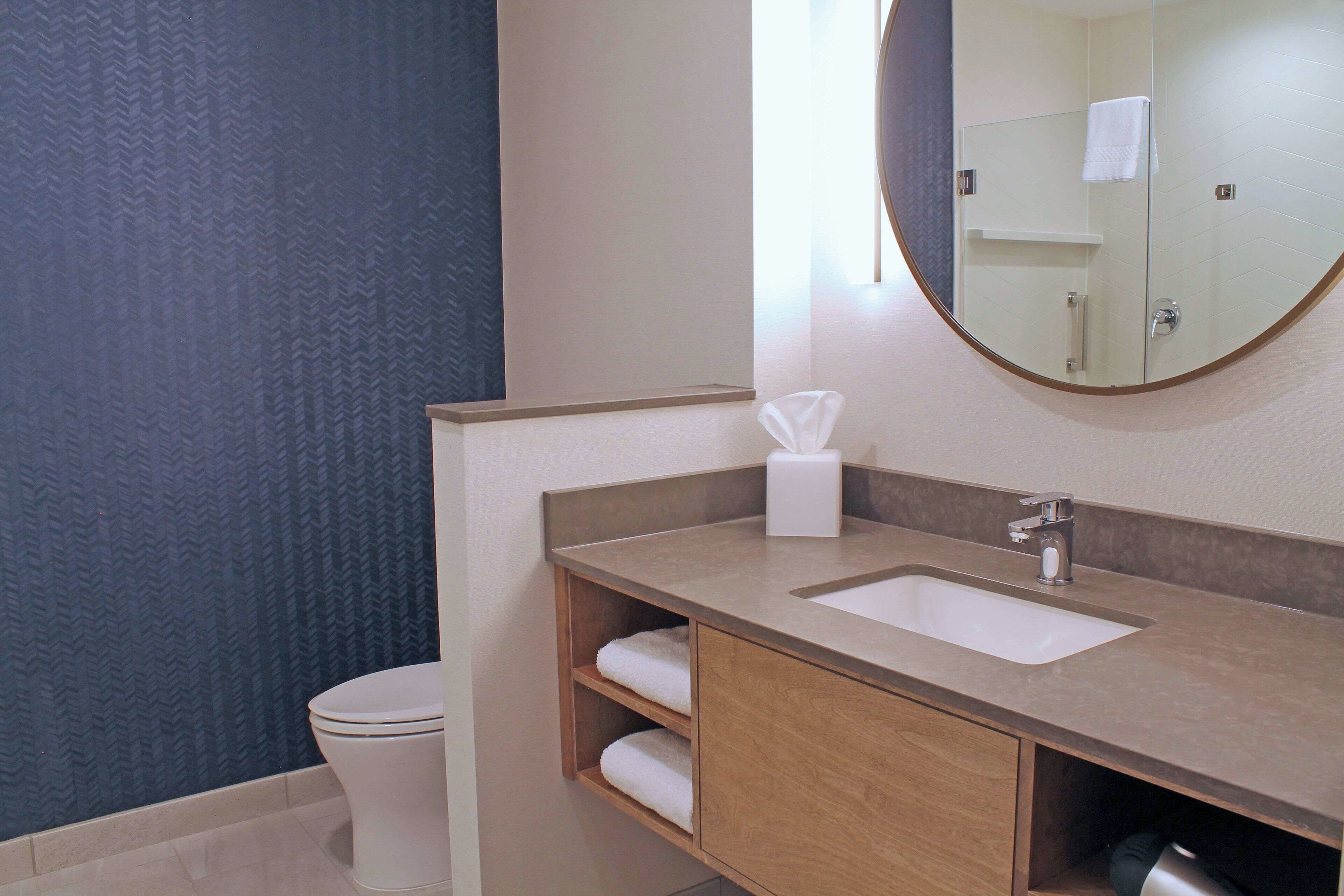 suite, 1 king bed with sofa bed | bathroom | hair dryer, towels