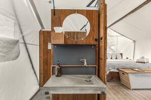 Shower, towels, soap, shampoo