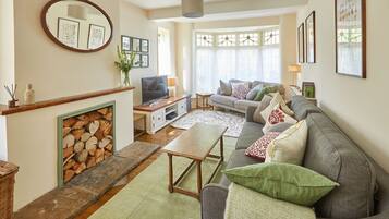 TV, fireplace, offices