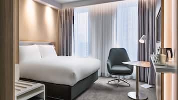 Hypo-allergenic bedding available, desk, laptop workspace