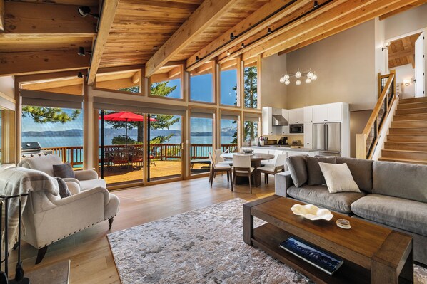 Smart TV, chimenea, reproductor de DVD y estéreo 