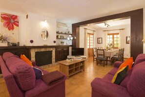 TV, fireplace, DVD player