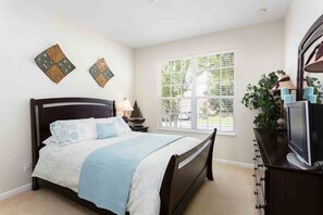 4 bedrooms, desk, iron/ironing board, travel cot