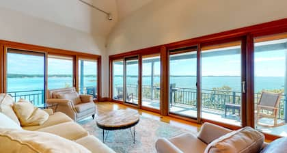 Delightful oceanfront home with amazing views, wrap-around deck & two fireplaces