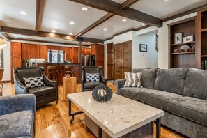 TV, fireplace - Charming Cottage on Forested Lot With Community Firepit; Near Ski Resort (Homewood)