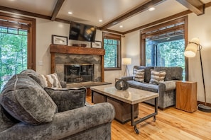TV, fireplace, offices
