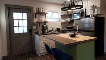 Fridge, microwave, coffee/tea maker, electric kettle