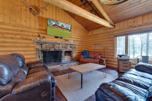 TV, fireplace, printers