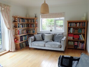 TV, DVD player, ping pong, books