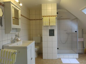 Shower, hair dryer, towels, soap - Cozy 2 pers. Vacation apartment "Sunflower" (Irmenach)