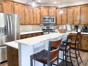 Fridge, microwave, oven, stovetop - Bear Mountain Lakehouse on Privately-Owned Lake (Wilburton)