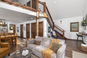 Smart TV, fireplace, DVD player, books