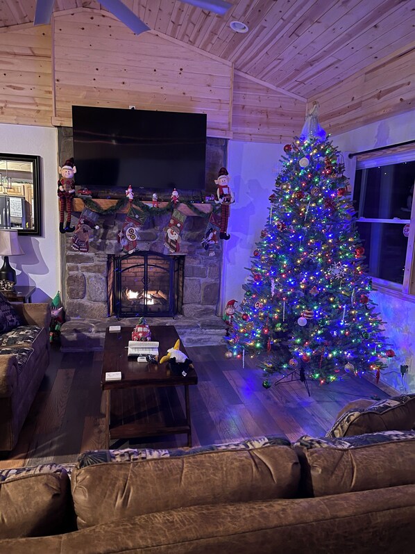 Smart TV, fireplace, video games, foosball