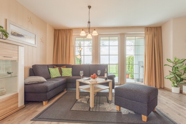 TV, DVD player, table tennis, books