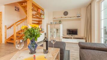 Fernseher, DVD-Player, Tischtennisplatte