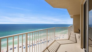 A balcony with a view of the beach and ocean. - 🏖️XL Balcony, Great Views-3BR Boardwalk1801🏖️ (Panama City Beach)
