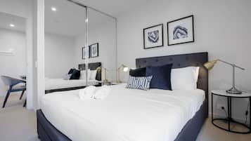 Apartemen (2 Bedrooms) | 2 kamar tidur, setrika/meja setrika, dan seprai linen