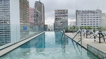 Outdoor pool, pool loungers