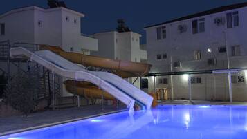 Seasonal outdoor pool, open 8:30 AM to 10:00 PM, sun loungers