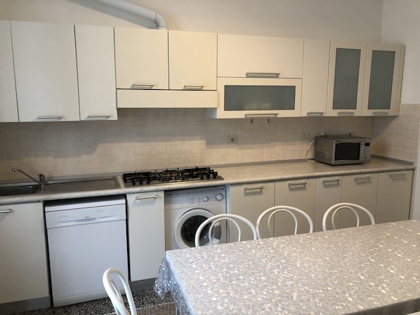 Fridge, microwave, stovetop, dishwasher