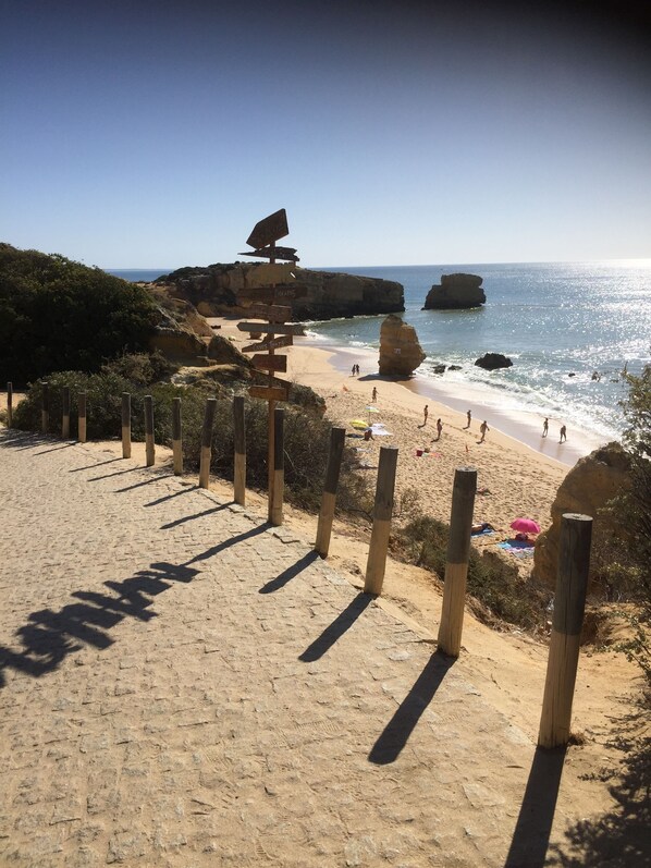 Plage, chaises longues, serviettes de plage