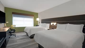 Hypo-allergenic bedding, desk, laptop workspace, iron/ironing board