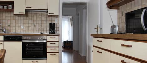 Apartment | Private kitchen | Fridge, microwave, oven, stovetop