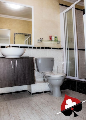 Habitación de lujo | Baño | Regadera, amenidades de baño gratuitas, toallas, jabón