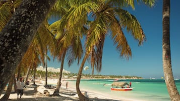 On the beach, beach towels